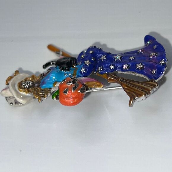 KIRK'S FOLLY BROOCH / CLIP PENDANT BLUE STELLA BY STARLIGHT WITCH SILVERTONE - Picture 3 of 9